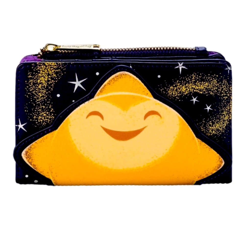 Disney Wish Loungefly Star wallet NWT purple and gold glows in the dark